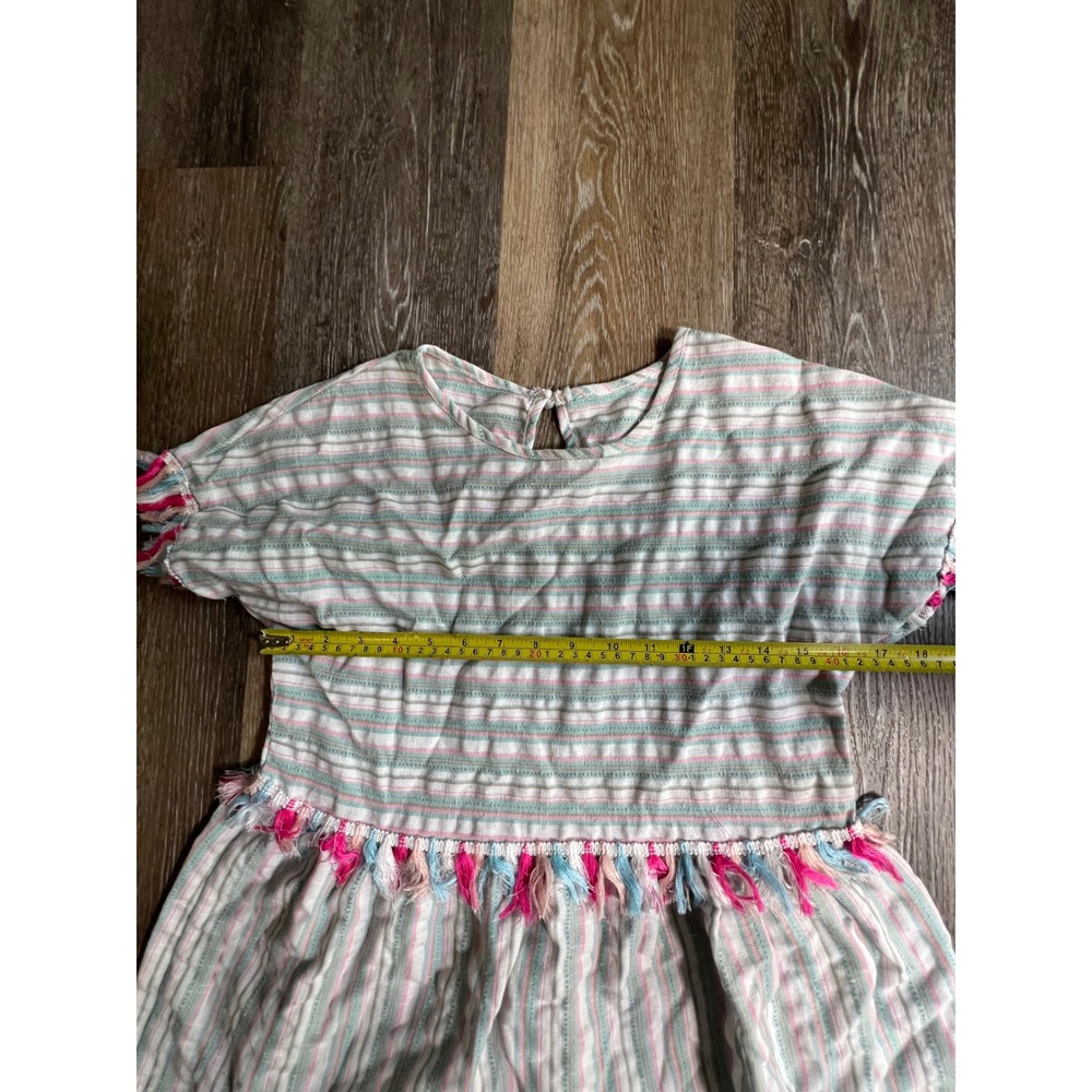 Striped Tassel Peplum Top Womens Small Multicolor Excellent Boho S - Picture 2 of 7